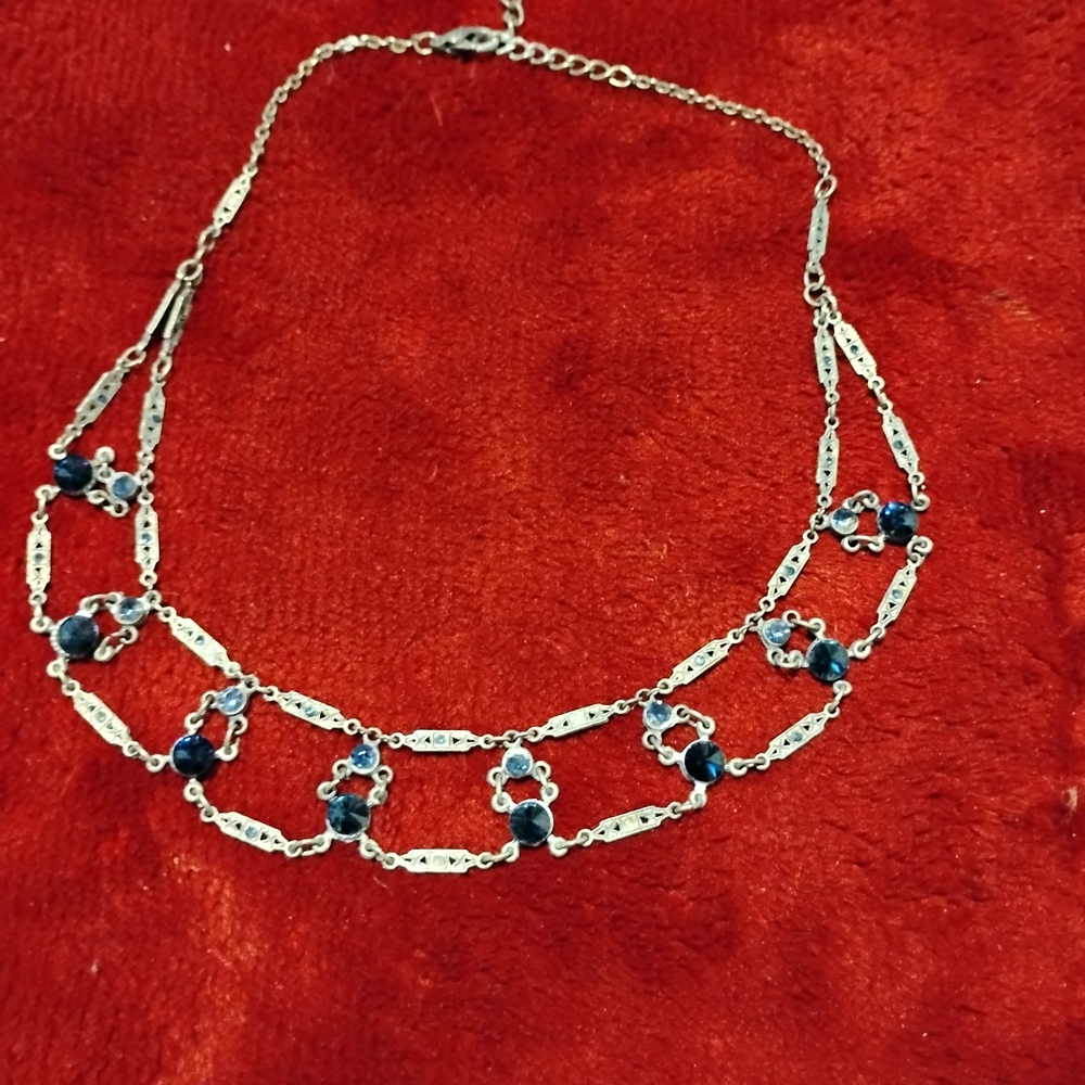 Elegant Silver and Blue Women's Necklace